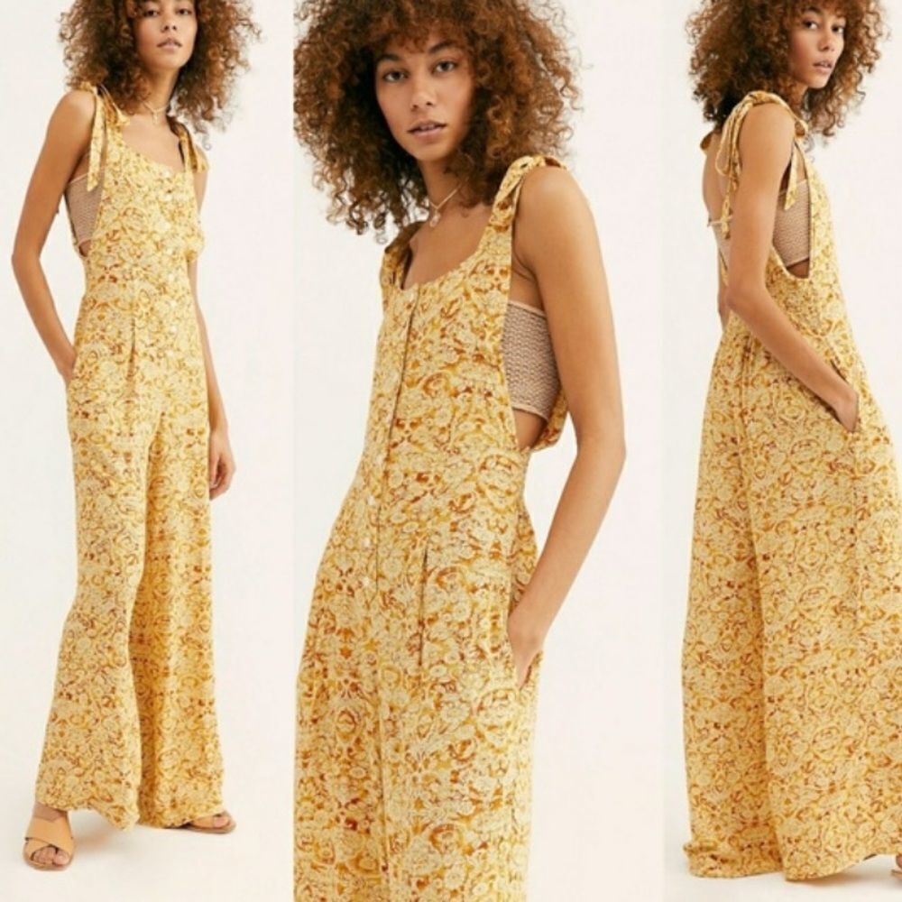 FREE PEOPLE Sugar Sands Wide Leg Jumpsuit In Honey sold by Revolve - Picture 4 of 4